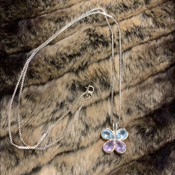 Butterfly amethyst & aquamarine sterling #A50 - Picture 2 of 4